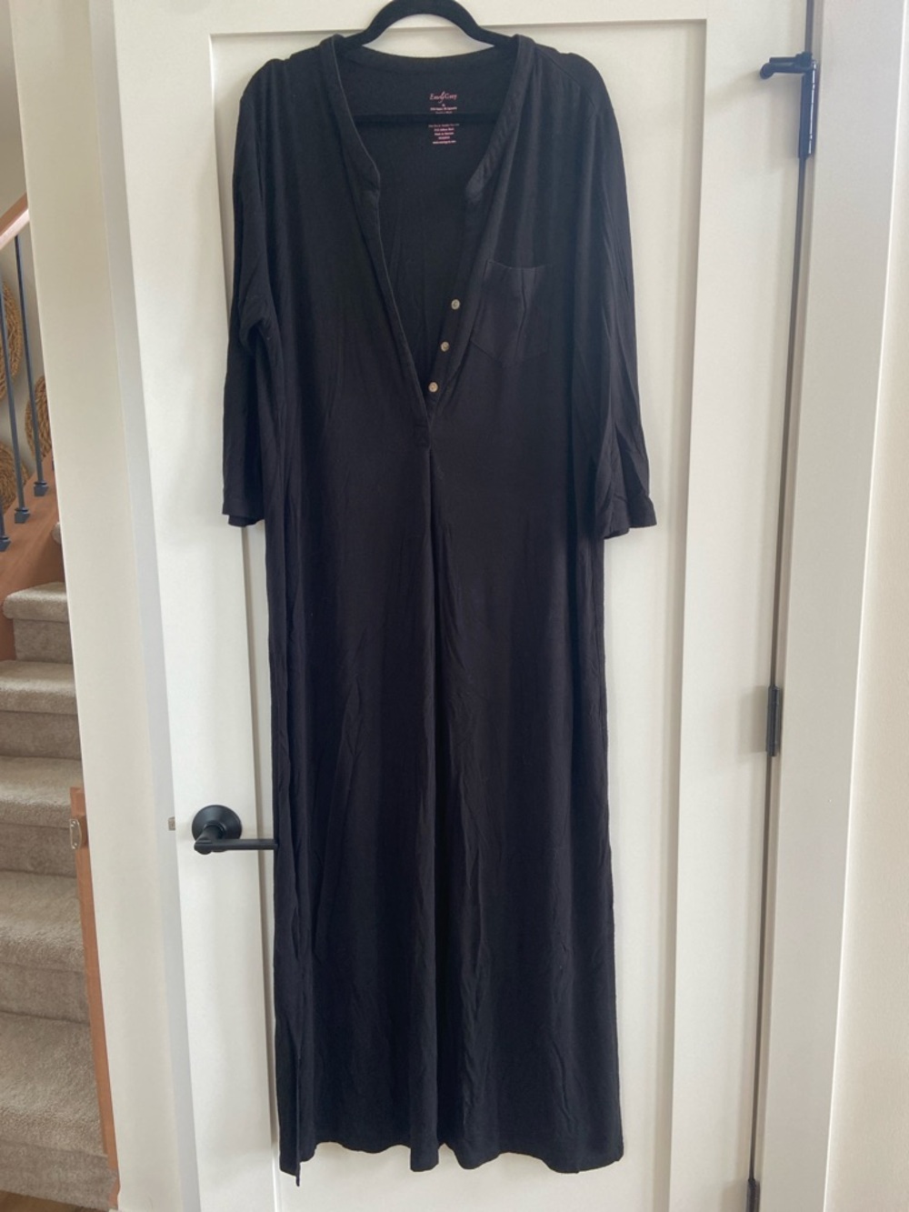 Maternity/Nursing Dress Everly Grey Black Maxi Dress with Button Front
